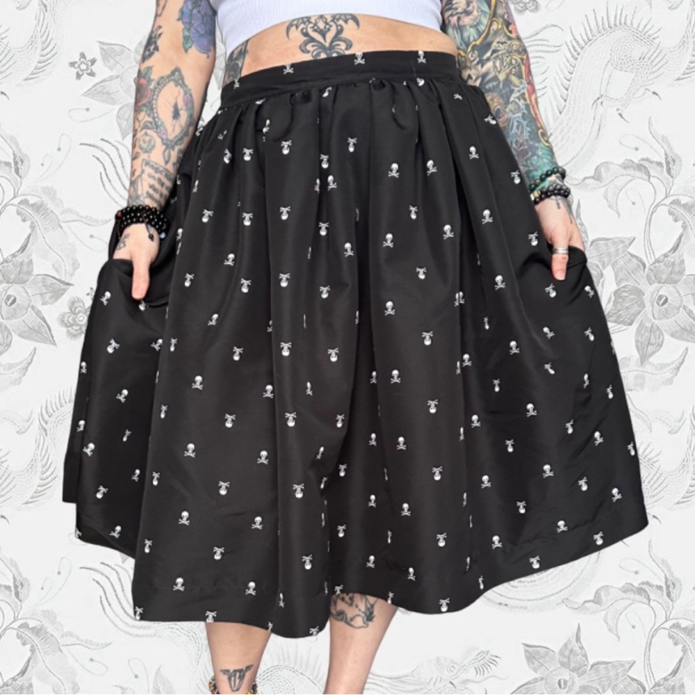 Handmade 50s Skull Pattern Goth Vintage Swing Skirt
